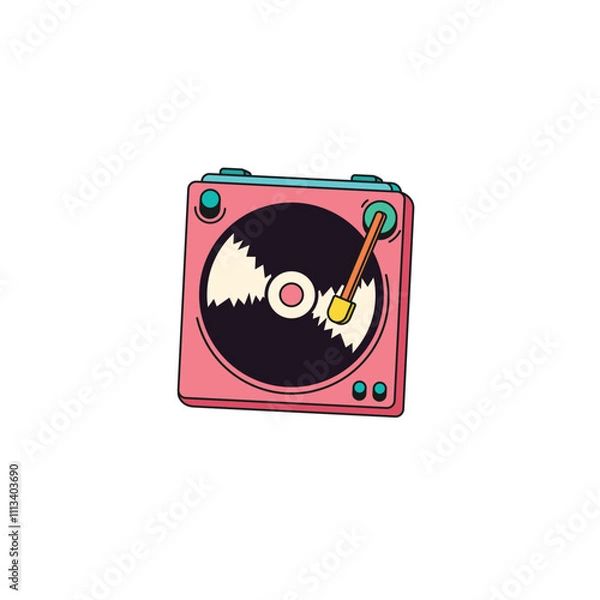 Fototapeta Bright Retro CD Player Illustration