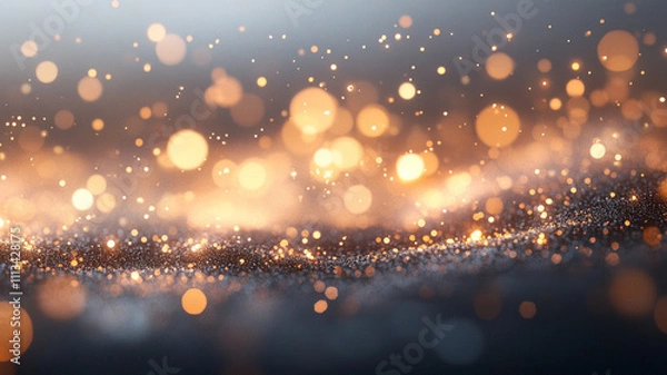 Fototapeta Golden Sparkling Bokeh Background with Warm Glowing Lights