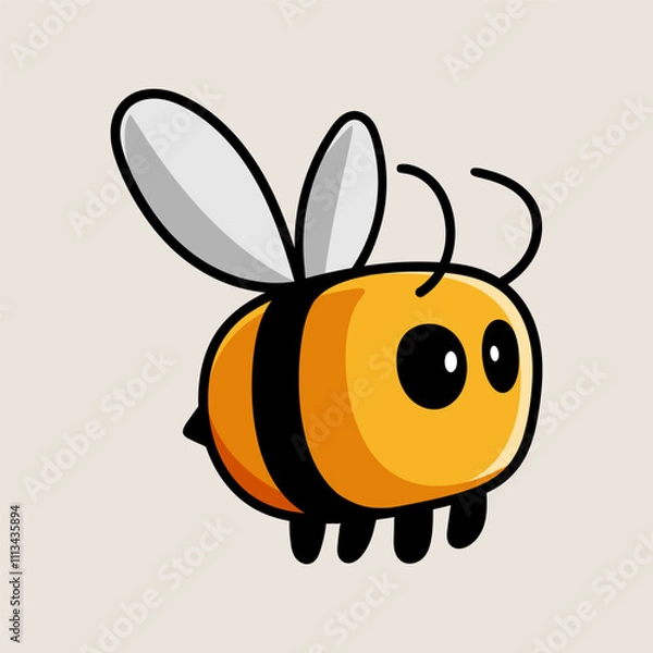 Fototapeta fun cartoon character of bee logo isolated colored drawing line art style sketch classic vintage design illustration