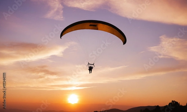 Fototapeta 패러글라이딩 노을 태양 하늘