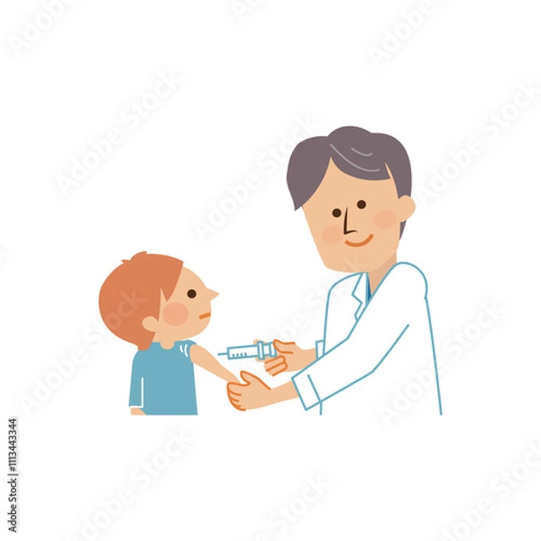 Fototapeta 予防接種　注射　子供　かわいいイラスト
