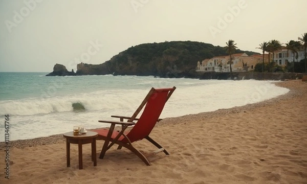 Fototapeta 펜션앞 바닷가 풍경 모래사장 파도 멋진섬