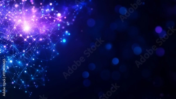Fototapeta Dynamic geometric polygonal background with light glow effects abstract digital design vivid gradient hues dark environment modern viewpoint for stunning wallpaper
