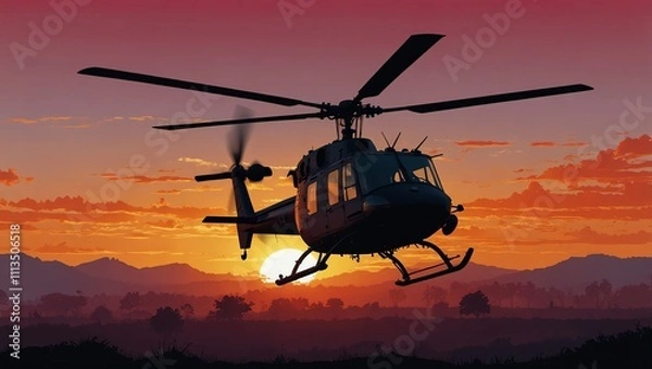 Fototapeta helicopter in the sky