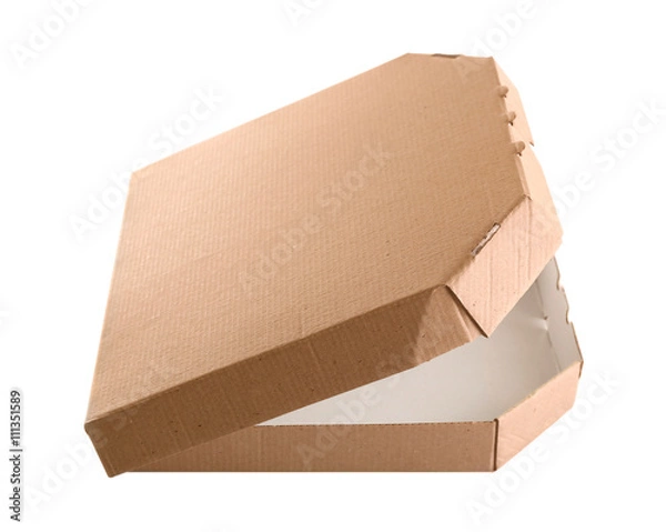Fototapeta Open empty pizza box isolated on white background, close up