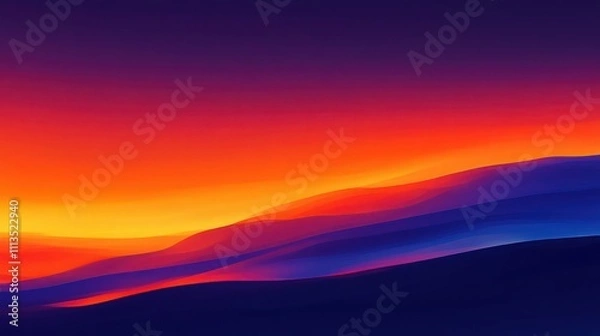 Fototapeta A striking gradient background featuring a mix of fiery orange, deep purple, and midnight blue hues. The colors flow together in a dynamic, energetic pattern, giving the gradient a bold .