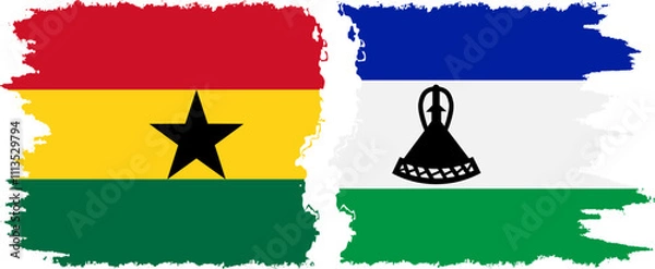 Fototapeta Lesotho and Ghana grunge flags connection, vector