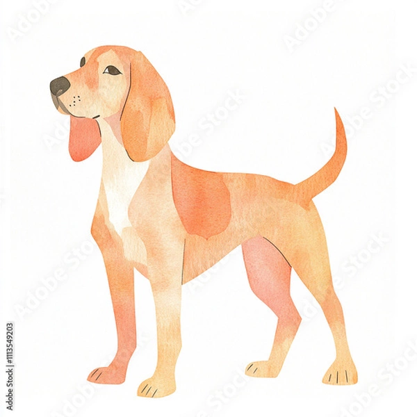 Fototapeta Simple Harrier Dog Watercolor Illustration With Vibrant Colors and Detailed Brush Strokes