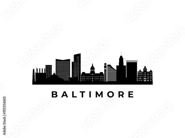 Fototapeta Vector Baltimore skyline. Travel Baltimore famous landmarks. Business and tourism concept for presentation, banner, web site.