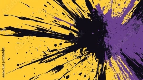Fototapeta Abstract Colorful Paint Splash on Yellow Background for Graphic Design