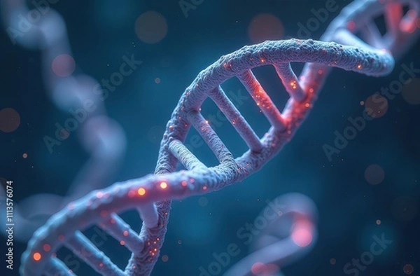 Obraz Molecule model, DNA spiral structure, Genetic research