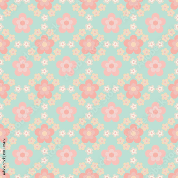 Fototapeta Simple Cute Flower Seamless Patterns