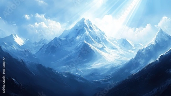 Fototapeta Majestic Blue Mountains: A Breathtaking Winter Landscape