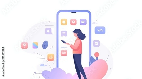 Obraz A person browsing a smartphone, scrolling through content