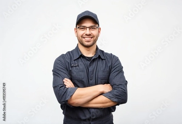 Fototapeta portrait of a smiling mechanic