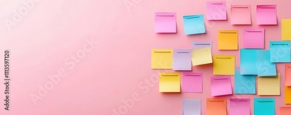 Fototapeta Agile project management flat design side view sprint planning board animation colored pastel