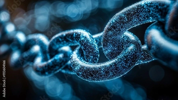 Fototapeta Blockchain technology represented by interconnected vector graphics showcasing digital chains