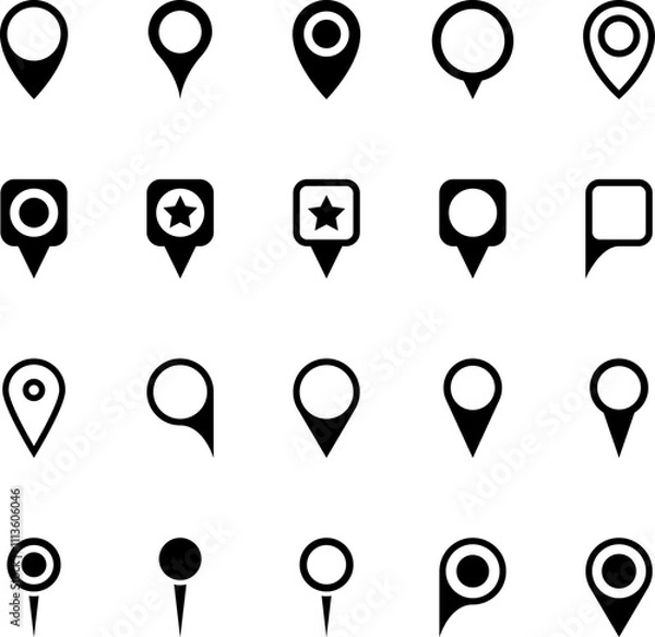 Fototapeta Map Pin icon. Pointer Navigation Symbol. Flag Mark, Place Location Pictogram. Thumbtack Sign. GPS Tag. Marker Point on Map.