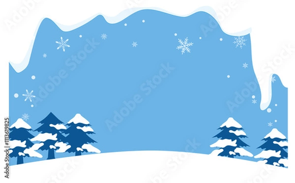 Fototapeta 雪と森の背景フレーム素材