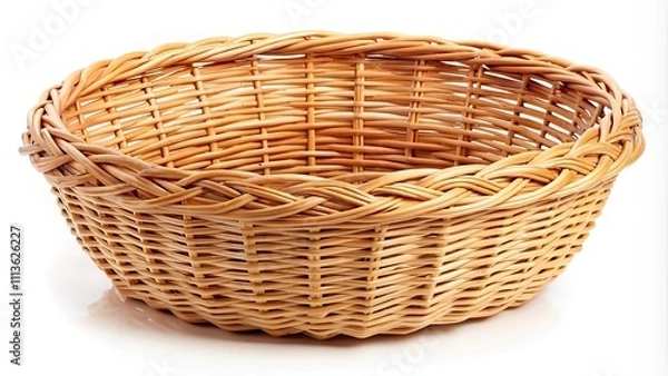 Obraz Empty wicker basket isolated on white background, wicker, basket, empty, isolated, white, background, container, storage