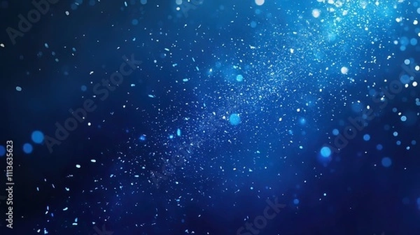 Fototapeta Abstract blue background with sparkling particles and bokeh lights.
