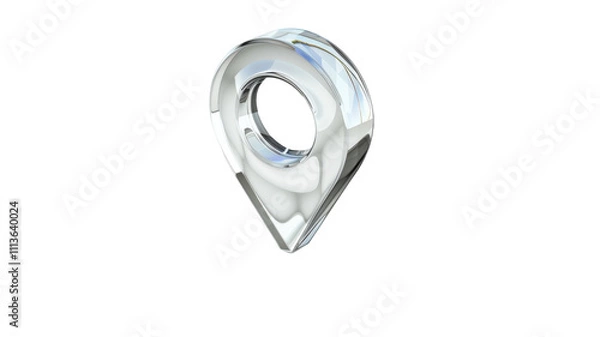 Fototapeta 3D Crystal Glass Map Pin Marker for Custom Location Design Use