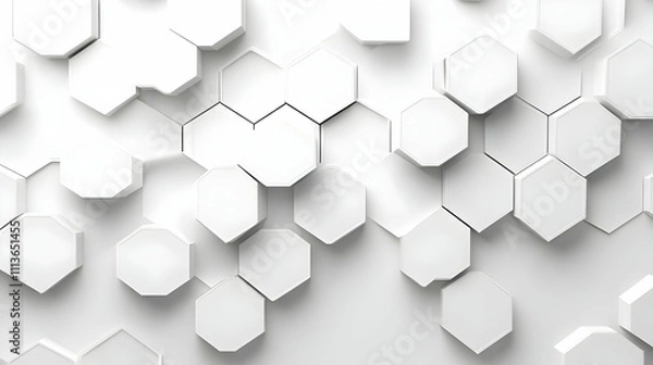Fototapeta White Hexagon 3D Abstract Background