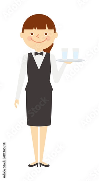 Fototapeta ウエイトレス　女性　全身　働く人々