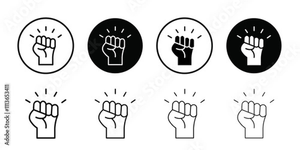 Fototapeta raised fists icon Outline vector for web ui