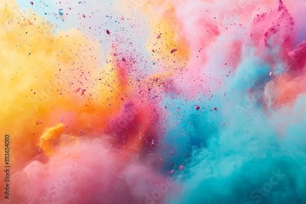 Fototapeta An explosion of vibrant colors including pink, orange, and blue, creating a dreamy and lively atmosphere.