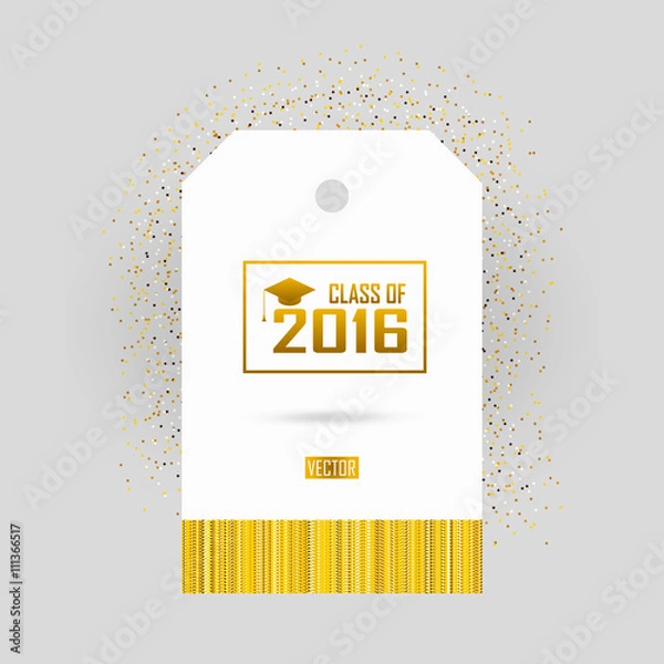 Fototapeta golden vector badge of a graduating class in 2016 graphics eleme
