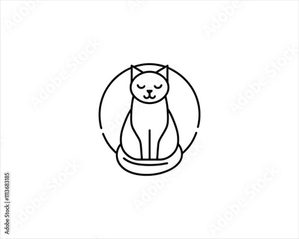 Fototapeta 
Minimalist Cat line art logo design icon vector illustration. Animal logotype concept. Cat Outline logo.