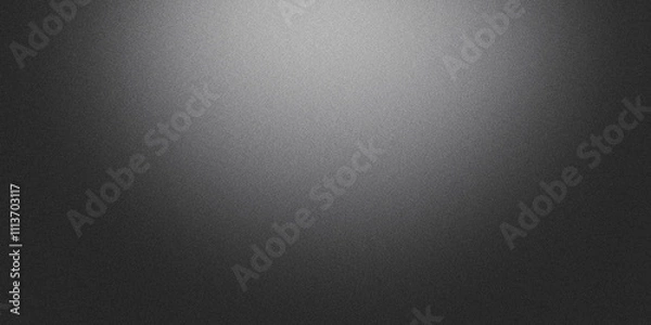 Fototapeta Dark grainy textured background blending black and white gradients. Subtle glowing noise effect ideal for posters, headers, or cover design