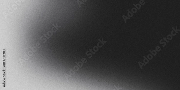 Fototapeta Dark grainy textured background blending black and white gradients. Subtle glowing noise effect ideal for posters, headers, or cover design