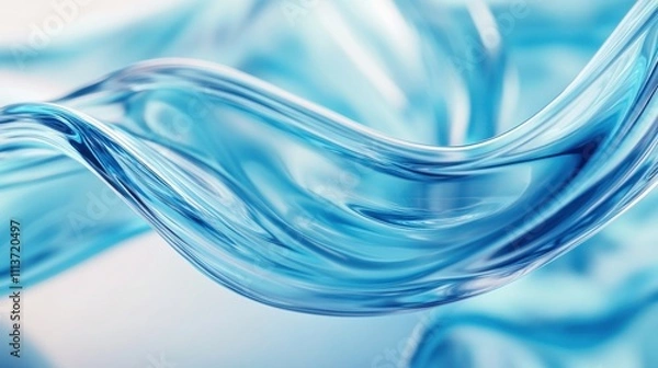 Fototapeta Flowing blue liquid gracefully twirls in an ethereal wave pattern, creating a serene and soothing ambiance.