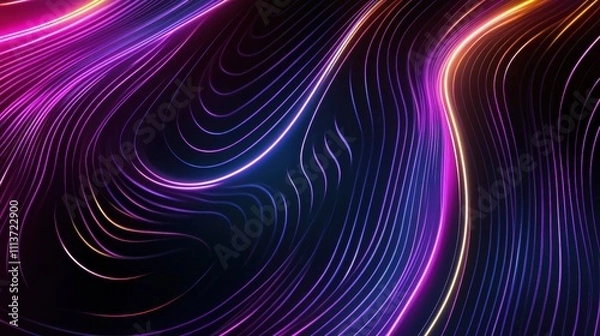 Fototapeta Vibrant abstract design with flowing lines in shades of pink, purple, and orange, creating a dynamic and energetic atmosphere.