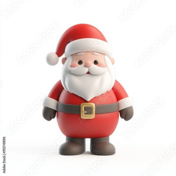 Fototapeta 3D cartoon rendering of Santa Claus isolated on a white background