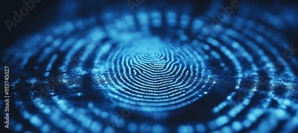 Fototapeta Fingerprint pattern. Internet security biometric human identification. Generative AI technology.	
