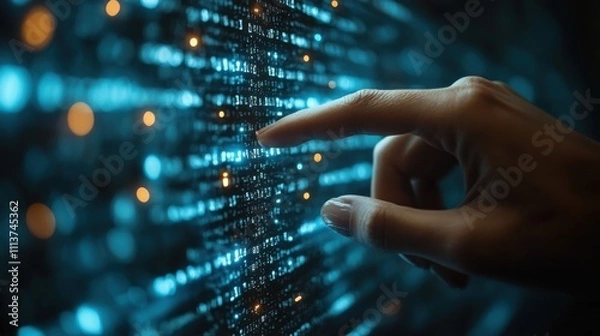 Fototapeta man hand touching on search bar for search engine optimization or seo concept to find information or data by internet connection internet network database information syste