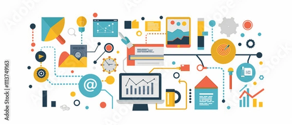 Obraz Streamlined Workflow: Visualizing Data-Driven Success in a Connected Digital Ecosystem.