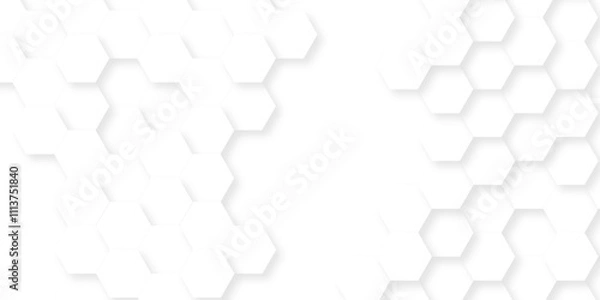 Obraz Abstract honeycomb technology white background. Luxury white hexagon pattern. Abstract background with hexagon, modern abstract vector polygonal pattern futuristic.