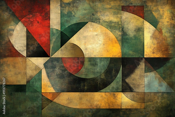 Fototapeta Abstract geometric art in warm tones