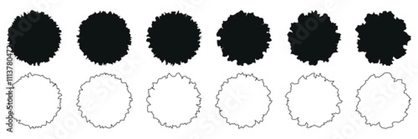 Obraz Set of circular outline template isolated on transparent background. Vector design elements.