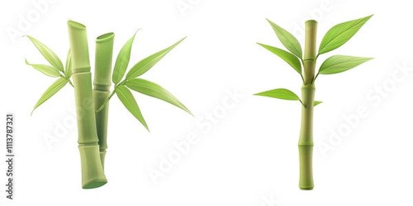 Fototapeta 3d render bamboo shoot isolated on transparent background Cartoon Illustration in plastic style