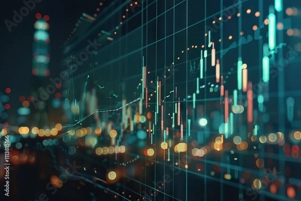 Fototapeta Bitcoin investing concept  trading on cryptocurrency exchange  exchange rate trends.