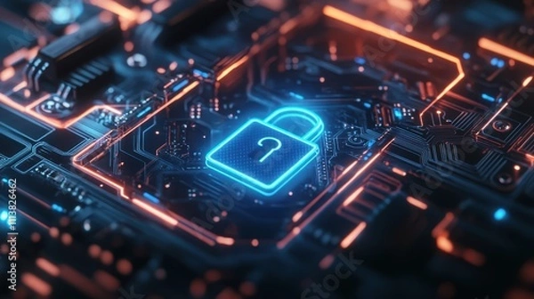 Fototapeta The Digital Lock on Circuitry