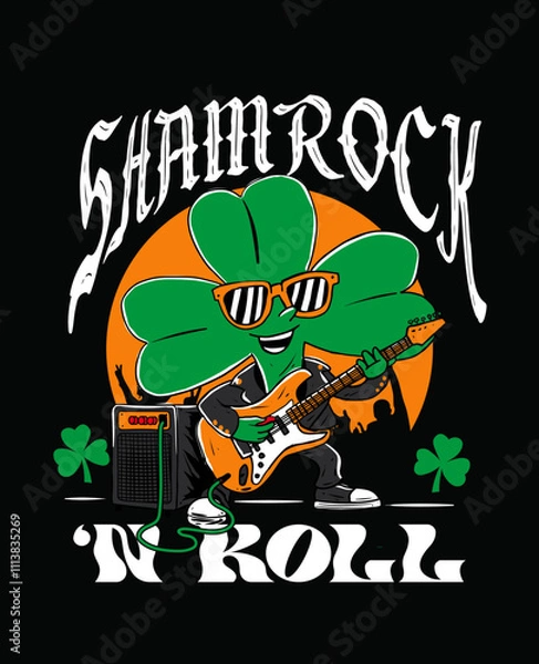 Obraz Shamrock N roll Mascot Illustration