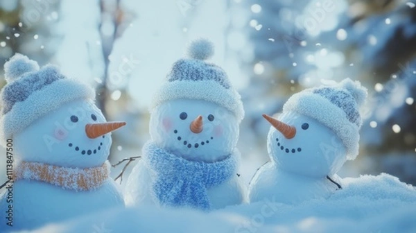 Obraz The Three Snowmen Smiling