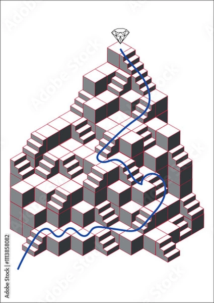 Fototapeta Complex maze Puzzle Game, 3D Labyrinth, 3D Puzzle