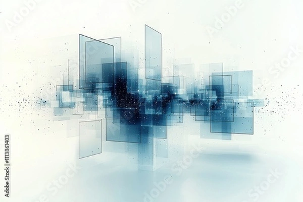 Fototapeta Abstract technology background with geometric blue digital elements